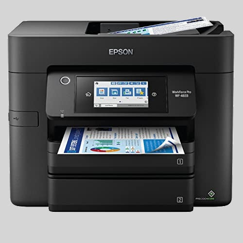 Epson Workforce Pro WF-4833 Wireless All-in-One Color Inkjet Printer, Black (Ink Tank Printers)