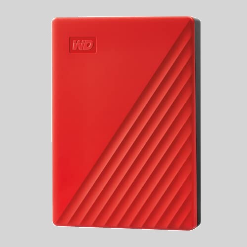 WD 5TB My Passport, Portable External Hard Drive, Red, Backup Software with Defense Against ransomware, and Password Protecti