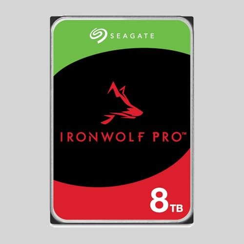 Seagate IronWolf Pro, 8 TB, Enterprise NAS Internal HDD –CMR 3.5 Inch, SATA 6 Gb/s, 7,200 RPM, 256 MB Cache for RAID Network 