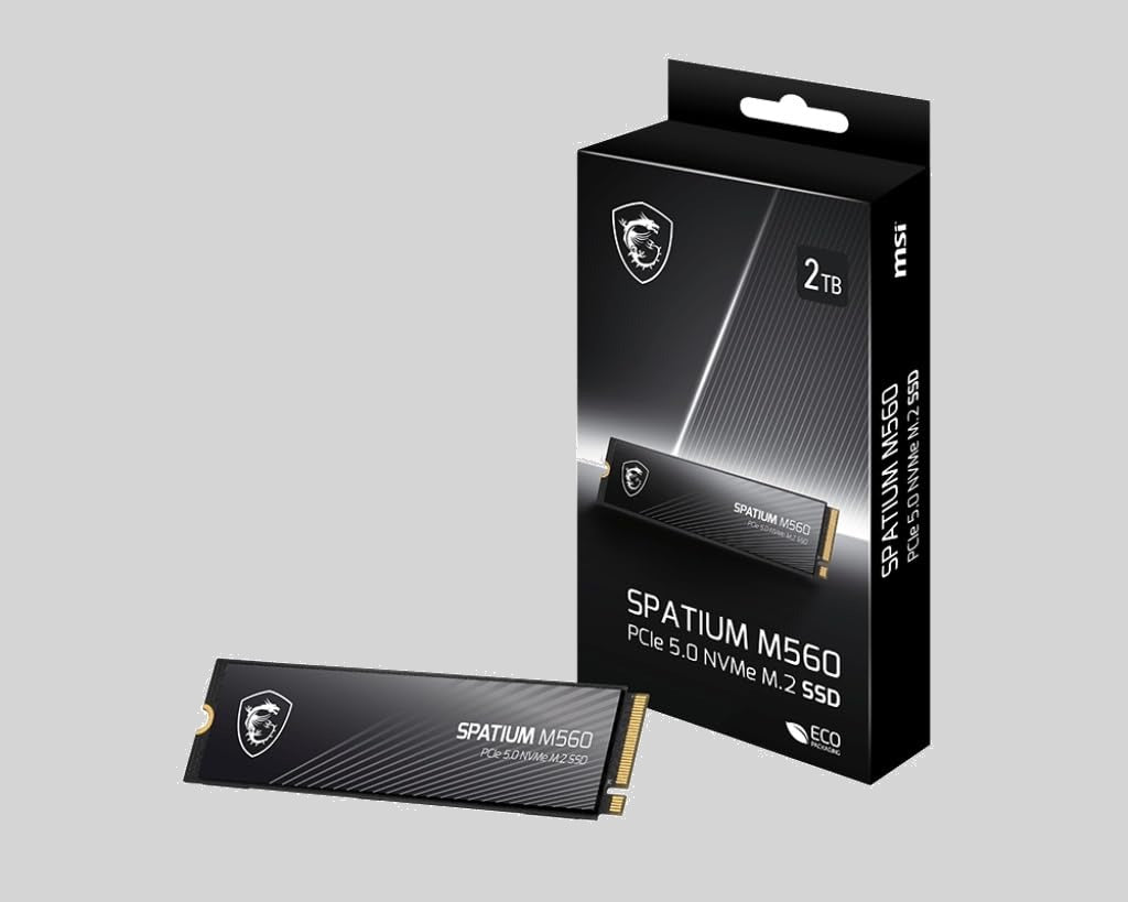 MSI SPATIUM M560 PCIe 5.0 NVMe M.2 2TB Internal Gaming SSD up to 10300MB/s 3D (Internal Solid State Drives)